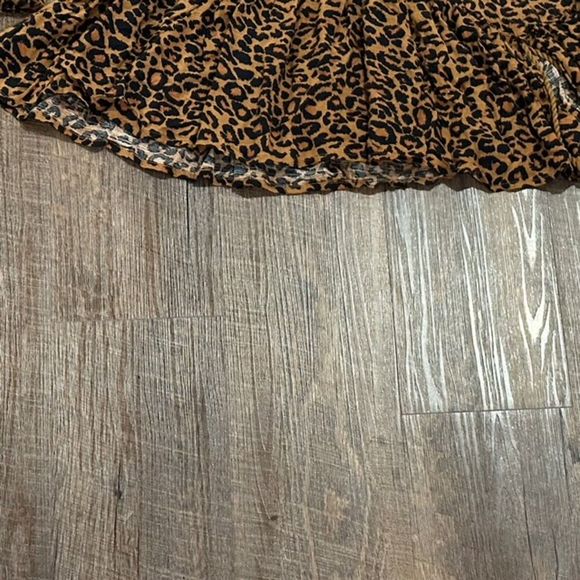 TIME AND TRU LARGE BROWN Peasant Leopard Print Boho Blouse Top L/G 12-14 - Picture 5 of 8